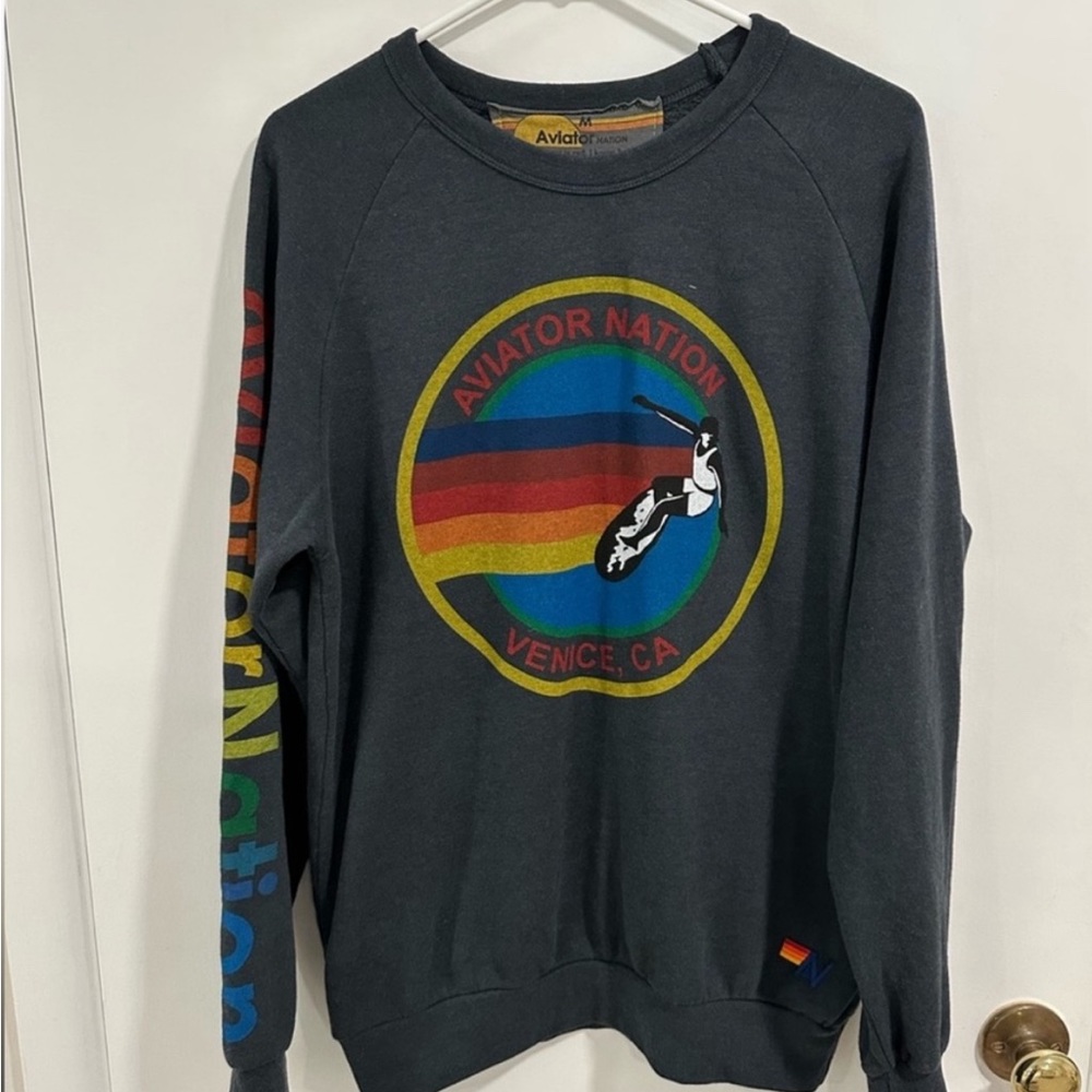 Aviator Nation Charcoal Crewneck size medium so soft sweatshirt pullover unisex